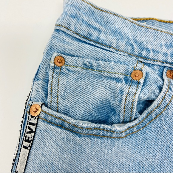LEVI'S Premium 501 Original Sport Stripe Cropped Jeans in Dibs Size 26 - Picture 7 of 13